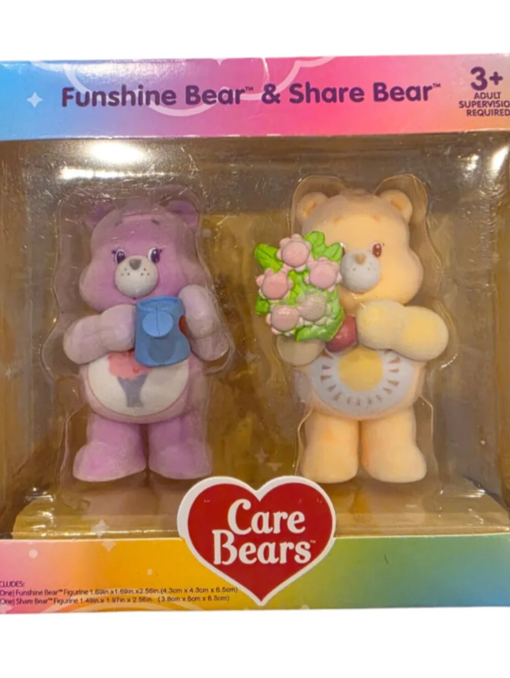 Care Bears Flocked Funshine Bear And Share Bear 2-Count (NEW IN BOX)